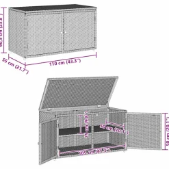 vidaXL Muebles De Jardín-Armario de almacenaje de jardín ratán PE 110x55x60,5 cm