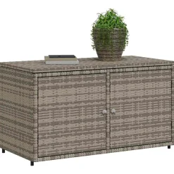 vidaXL Muebles De Jardín-Armario de almacenaje de jardín ratán PE 110x55x60,5 cm