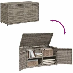 vidaXL Muebles De Jardín-Armario de almacenaje de jardín ratán PE 110x55x60,5 cm