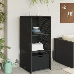 vidaXL Muebles De Jardín-Armario de almacenaje de jardín ratán PE 50x55x115 cm
