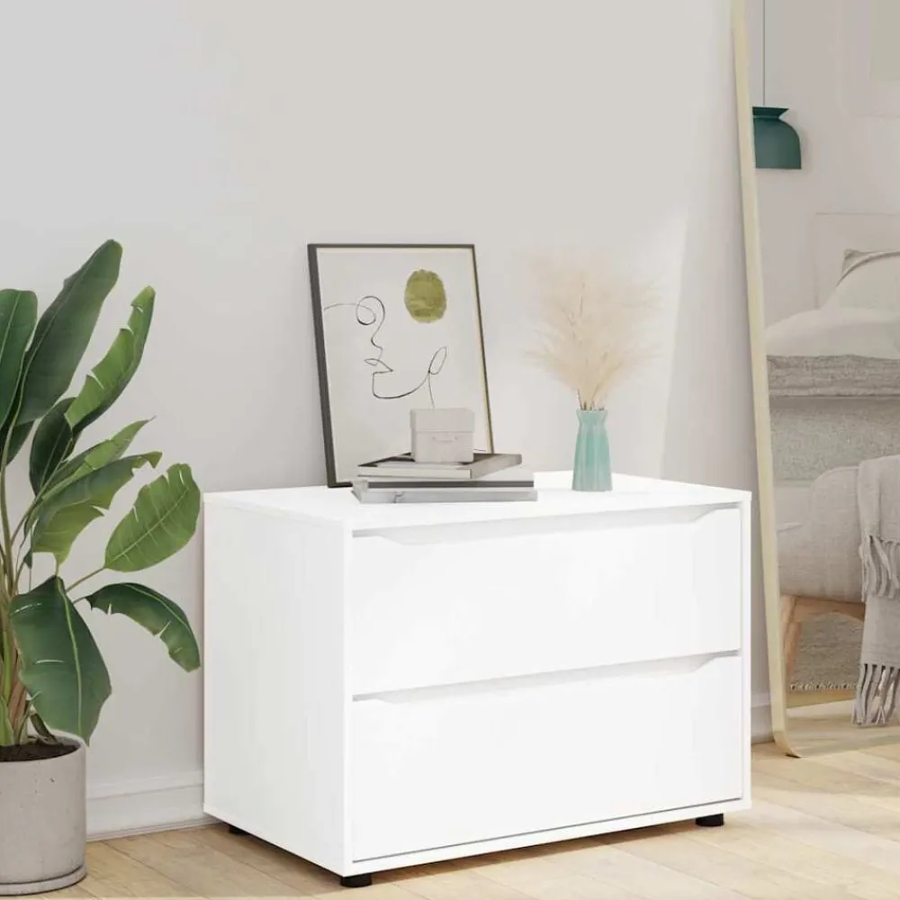 vidaXL Armario de almacenamiento 80 x 48 x 57 cm Madera contrachapada White Clearance