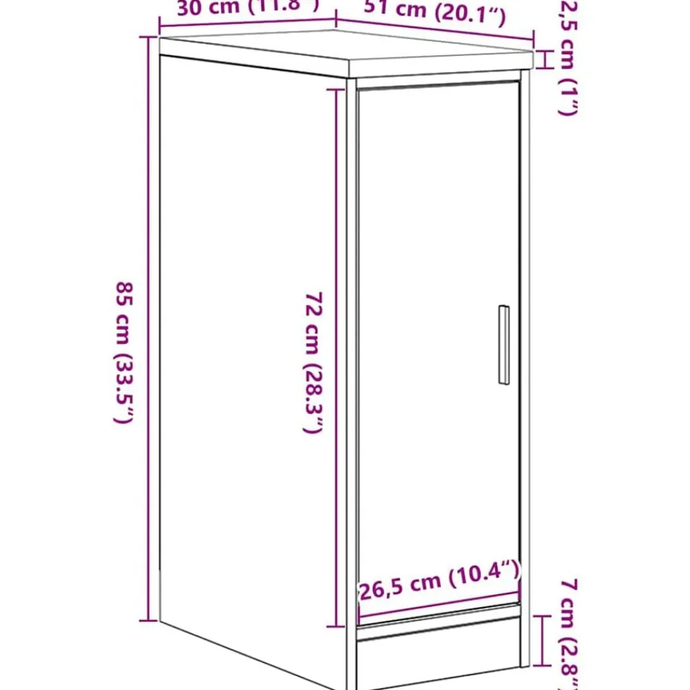 vidaXL Armario de almacenamiento para garaje 30x51x85 cm Roble ahumado New
