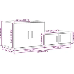 vidaXL Armario de almacenamiento 2 pcs 127 x 41 x 40 cm White Outlet