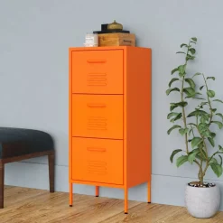 vidaXL Armario de almacenamiento acero 42,5x35x101,5 cm Naranja New