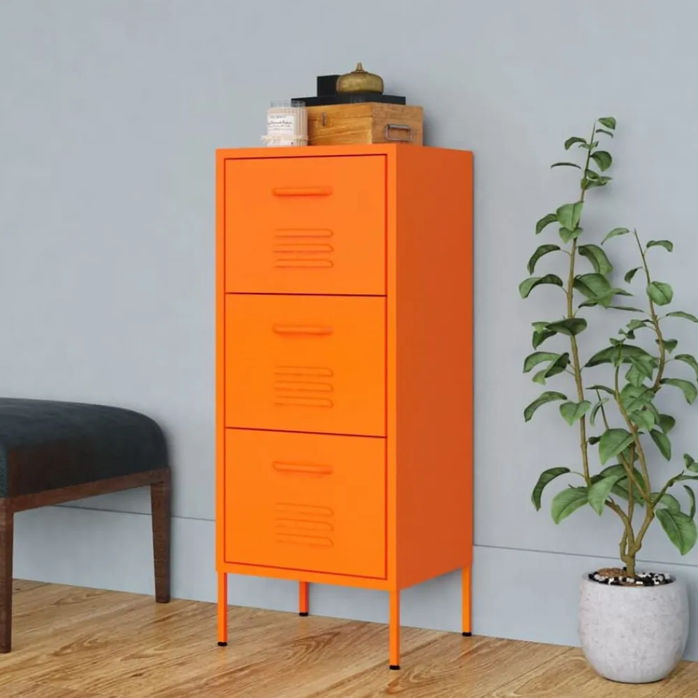 vidaXL Armario de almacenamiento acero 42,5x35x101,5 cm Naranja New