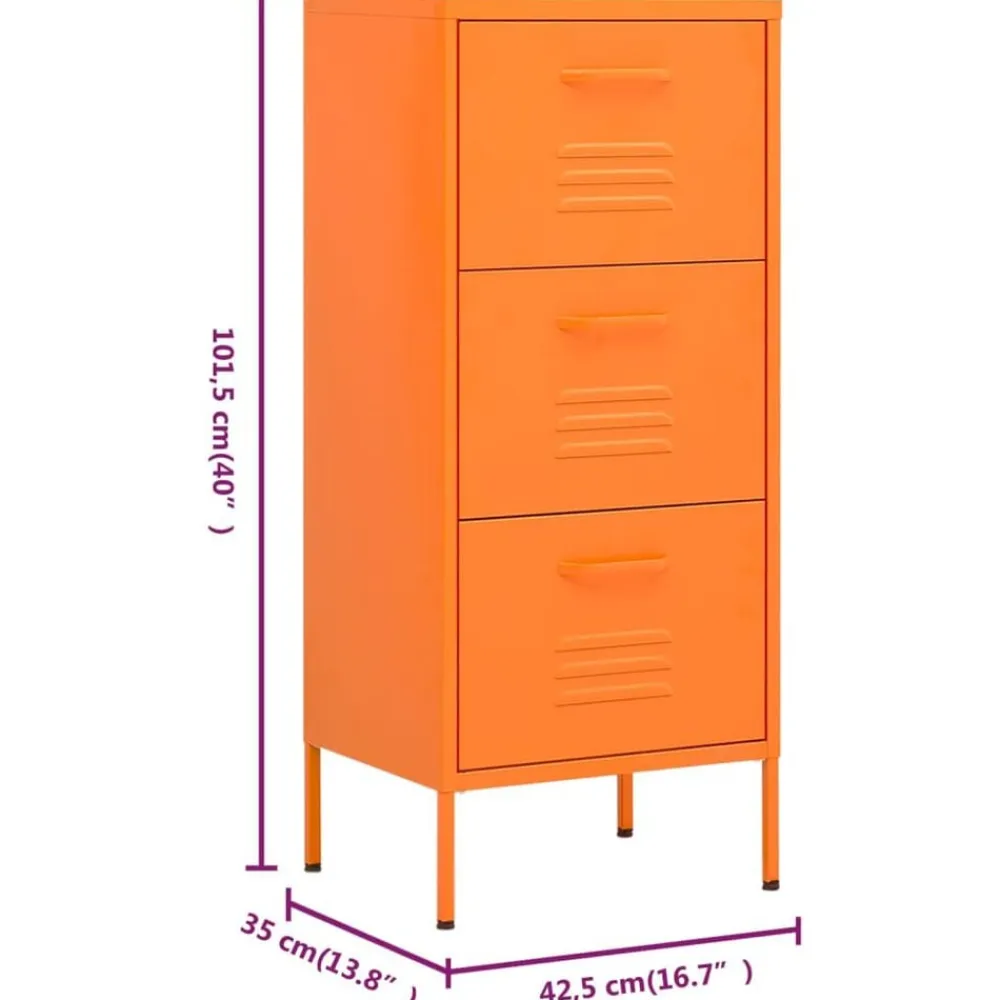 vidaXL Armario de almacenamiento acero 42,5x35x101,5 cm Naranja New