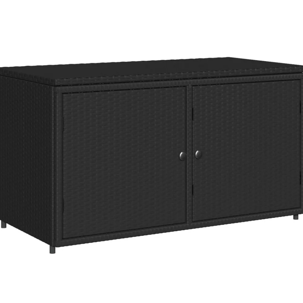 vidaXL Armario de almacenaje de jardín ratán PE 110x55x60,5 cm Negro Hot