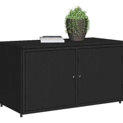 vidaXL Armario de almacenaje de jardín ratán PE 110x55x60,5 cm Negro Hot