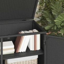 vidaXL Armario de almacenaje de jardín ratán PE 110x55x60,5 cm Negro Hot