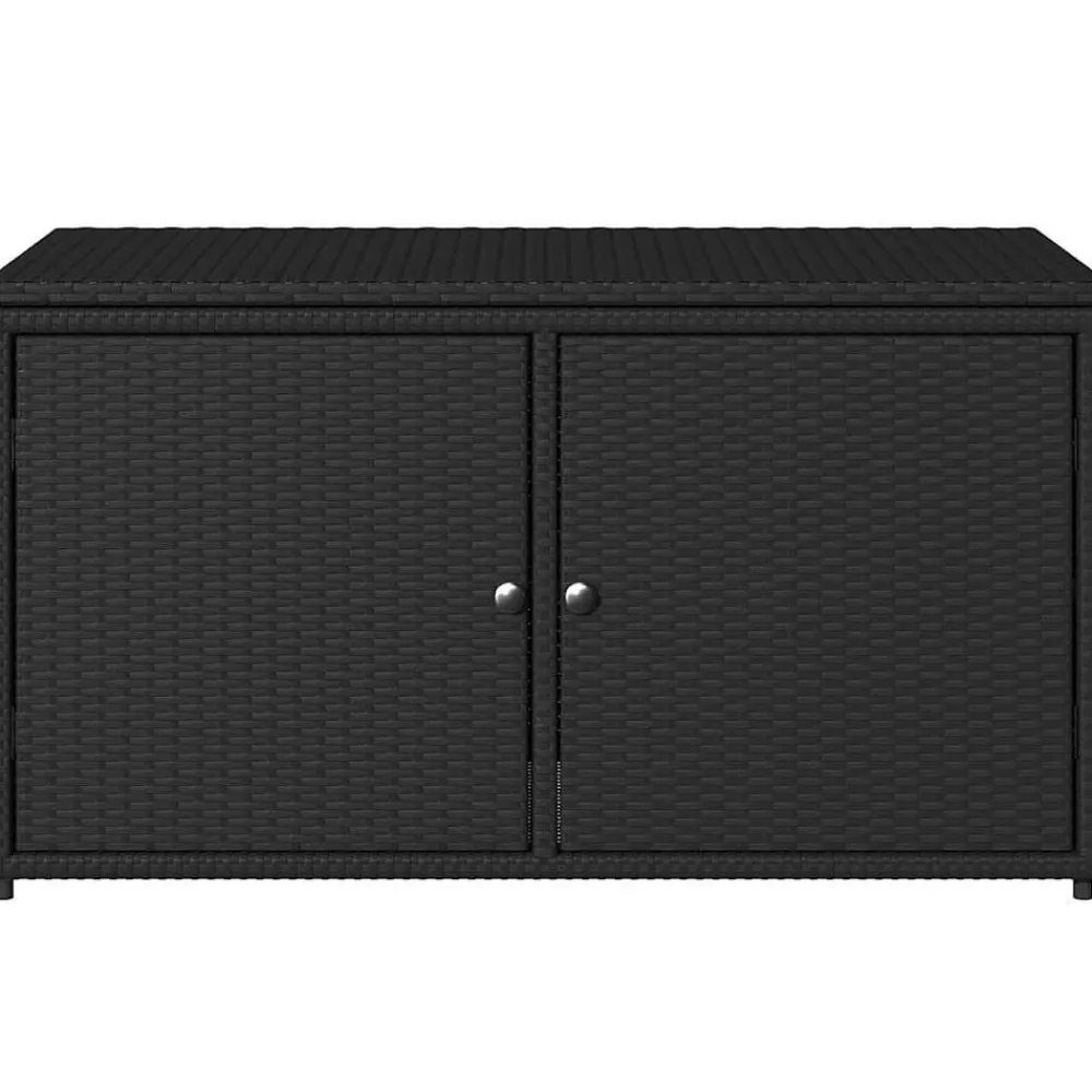vidaXL Armario de almacenaje de jardín ratán PE 110x55x60,5 cm Negro Hot