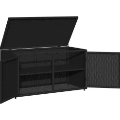 vidaXL Armario de almacenaje de jardín ratán PE 110x55x60,5 cm Negro Hot