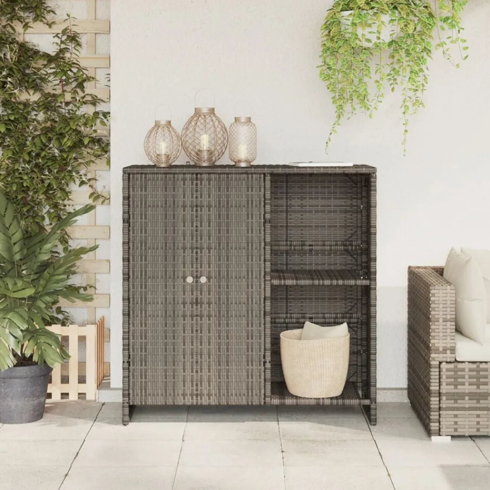 vidaXL Armario de almacenamiento 100 x 36 x 102 cm Ratán Gris Hot