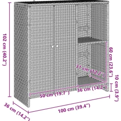 vidaXL Armario de almacenamiento 100 x 36 x 102 cm Ratán Gris Hot