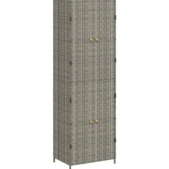 vidaXL Armario de almacenaje de jardín ratán PE 59x40x180 cm Gris