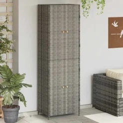 vidaXL Armario de almacenaje de jardín ratán PE 59x40x180 cm Gris