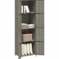 vidaXL Armario de almacenaje de jardín ratán PE 59x40x180 cm Gris