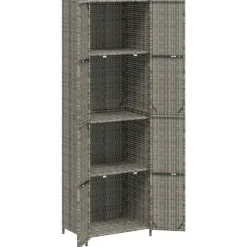 vidaXL Armario de almacenaje de jardín ratán PE 59x40x180 cm Gris