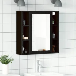 vidaXL Armarios Y Almacenamiento-Armario de baño con espejo de madera de ingeniería de 60x16x60 cm