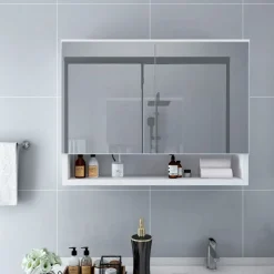 vidaXL Armario de baño con espejo MDF 80x15x60 cm Blanco