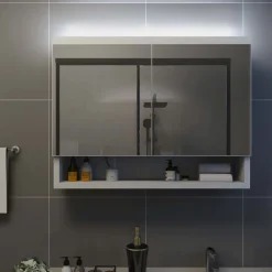 vidaXL Armario de baño con espejo MDF 80x15x60 cm Blanco