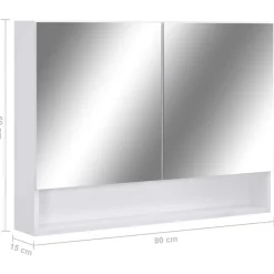 vidaXL Armario de baño con espejo MDF 80x15x60 cm Blanco