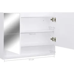 vidaXL Armario de baño con espejo MDF 80x15x60 cm Blanco