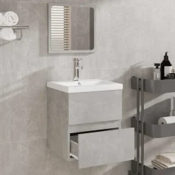 vidaXL Armario de baño con espejo madera de ingeniería gris hormigón Gris hormigón Best