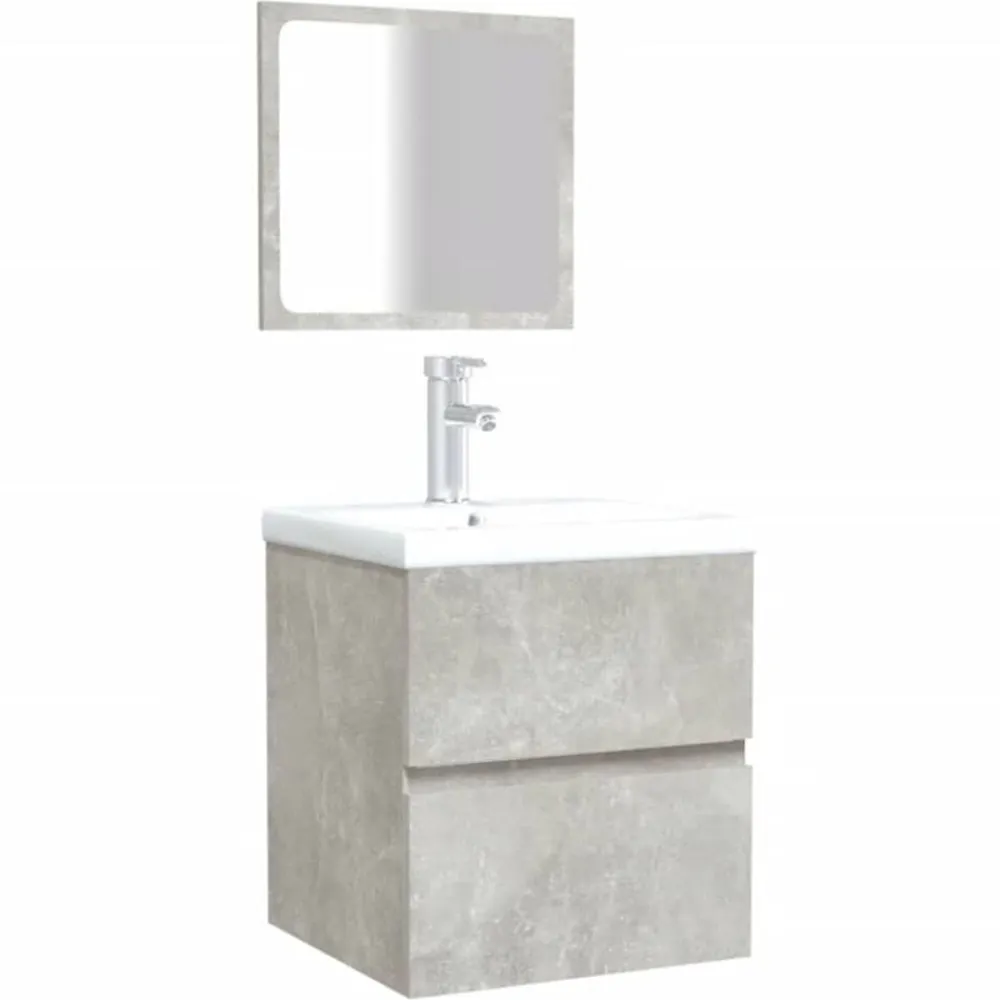 vidaXL Armario de baño con espejo madera de ingeniería gris hormigón Gris hormigón Best