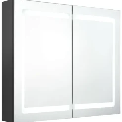 vidaXL Armarios Y Almacenamiento-Armario de baño con espejo y LED 80x12x68 cm