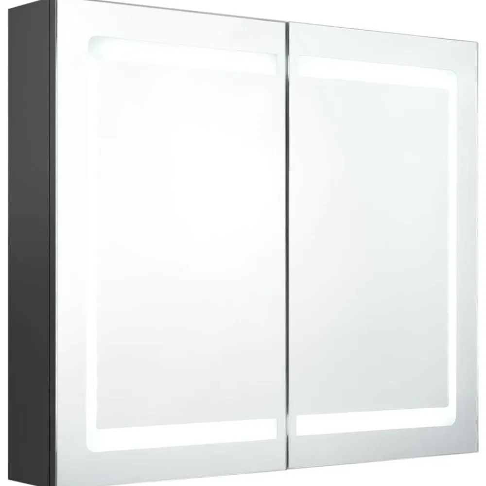 vidaXL Armarios Y Almacenamiento-Armario de baño con espejo y LED 80x12x68 cm