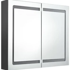 vidaXL Armarios Y Almacenamiento-Armario de baño con espejo y LED 80x12x68 cm