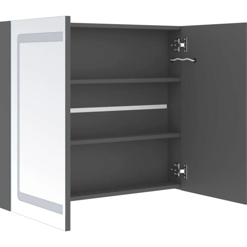 vidaXL Armarios Y Almacenamiento-Armario de baño con espejo y LED 80x12x68 cm