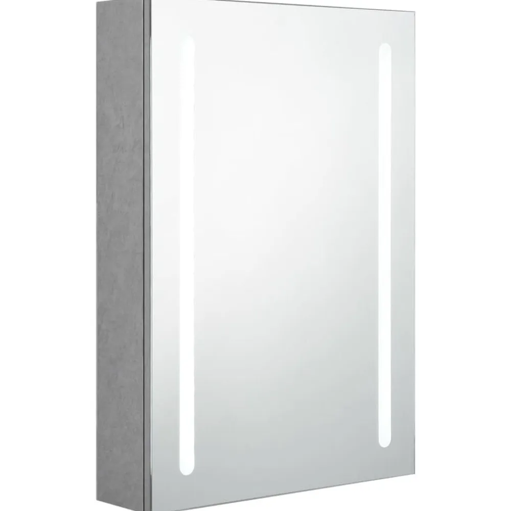 vidaXL Armarios Y Almacenamiento-Armario de baño con espejo y LED gris hormigón 50x13x70 cm