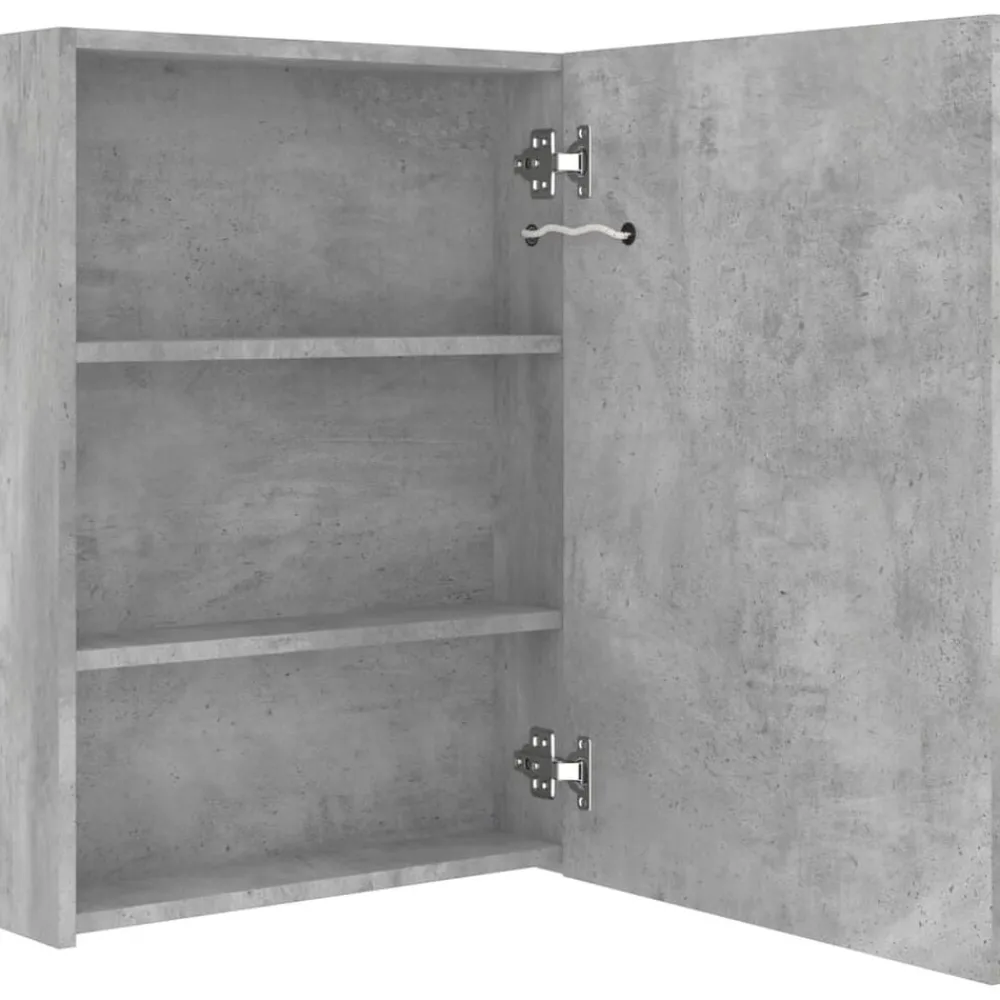 vidaXL Armarios Y Almacenamiento-Armario de baño con espejo y LED gris hormigón 50x13x70 cm