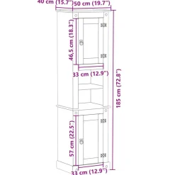 vidaXL Armario de baño «Corona» madera maciza de pino 50x40x185 cm Cera de miel Hot