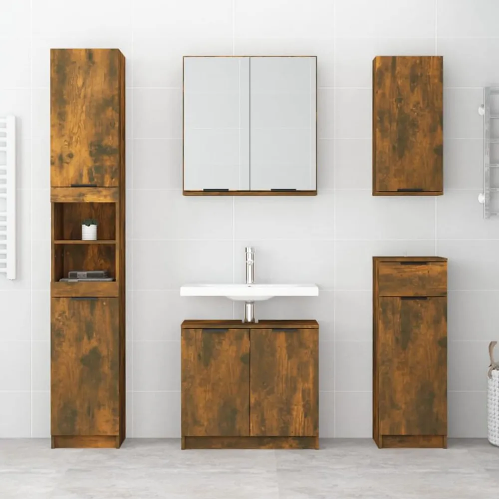 vidaXL Armario de baño de pared color 32x20x67 cm Roble ahumado Hot