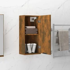 vidaXL Armario de baño de pared color 32x20x67 cm Roble ahumado Hot