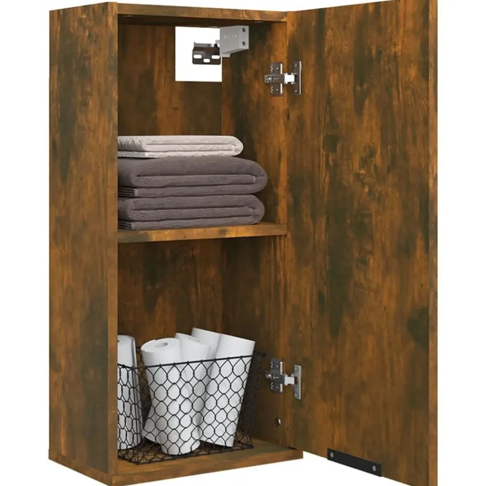 vidaXL Armario de baño de pared color 32x20x67 cm Roble ahumado Hot