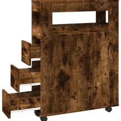 vidaXL Armarios Y Almacenamiento-Armario de baño estrecho con ruedas madera