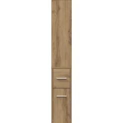 vidaXL Armarios Y Almacenamiento-Armario de baño estrecho con ruedas madera roble artisian