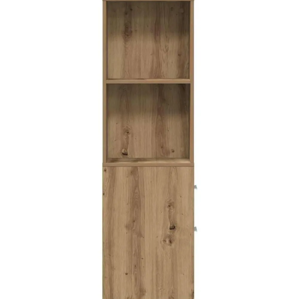 vidaXL Armarios Y Almacenamiento-Armario de baño estrecho con ruedas madera roble artisian