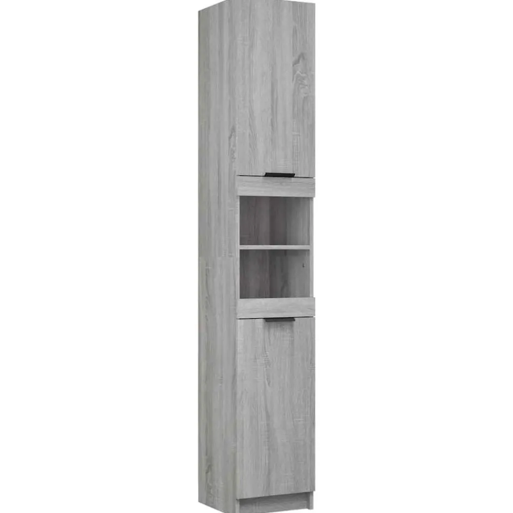vidaXL Armario de baño madera contrachapada 32x34x188,5 cm Gris sonoma Sale