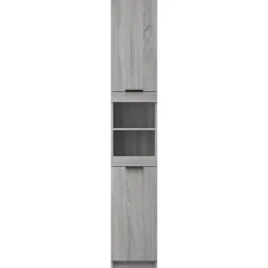 vidaXL Armario de baño madera contrachapada 32x34x188,5 cm Gris sonoma Sale