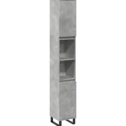 vidaXL Armario de baño madera contrachapada gris hormigón 30x30x190 cm Gris hormigón Outlet