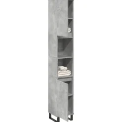 vidaXL Armario de baño madera contrachapada gris hormigón 30x30x190 cm Gris hormig&oacute;n Outlet
