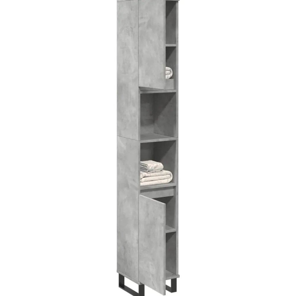 vidaXL Armario de baño madera contrachapada gris hormigón 30x30x190 cm Gris hormigón Outlet