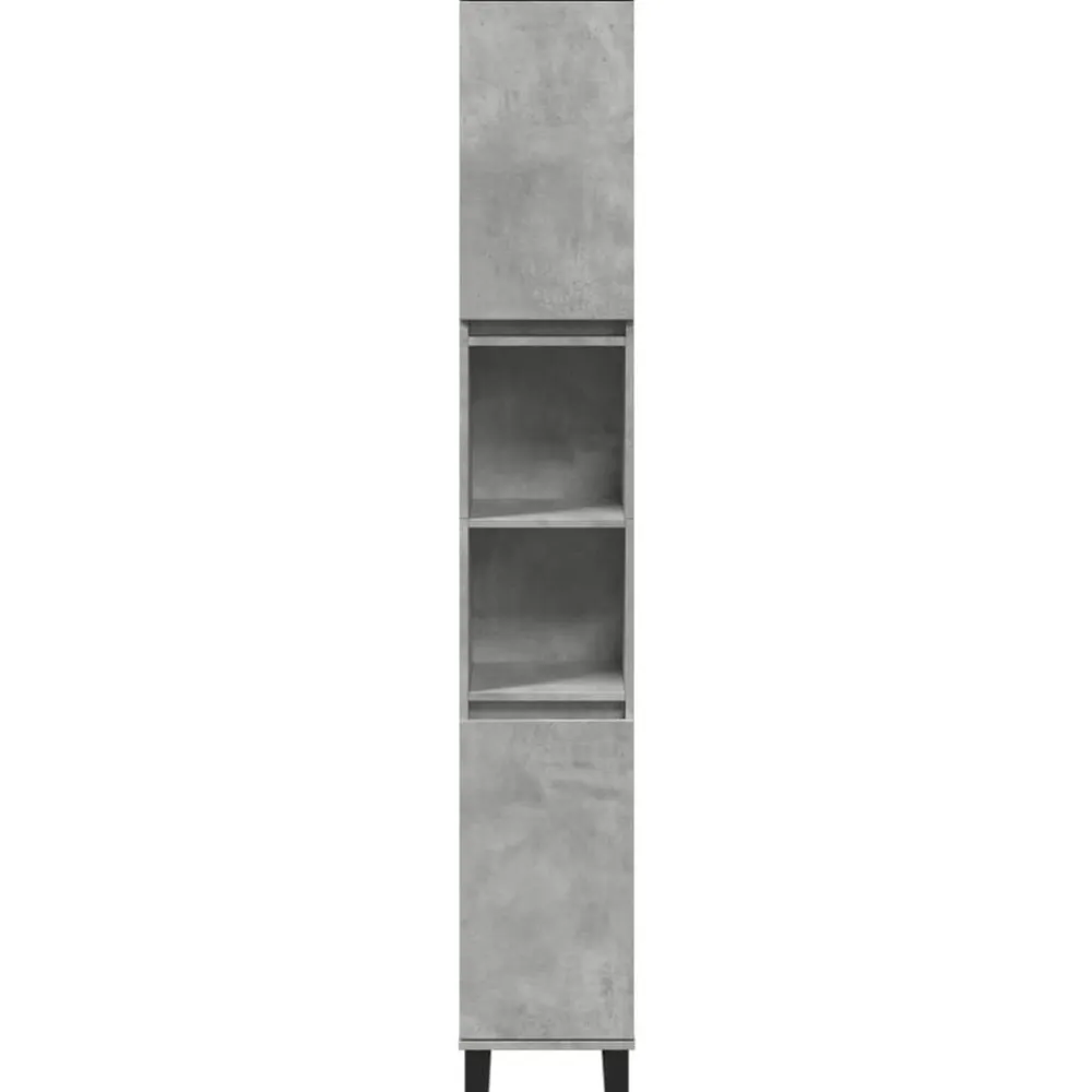 vidaXL Armario de baño madera contrachapada gris hormigón 30x30x190 cm Gris hormigón Outlet