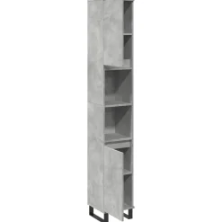 vidaXL Armario de baño madera contrachapada gris hormigón 30x30x190 cm Gris hormigón Outlet