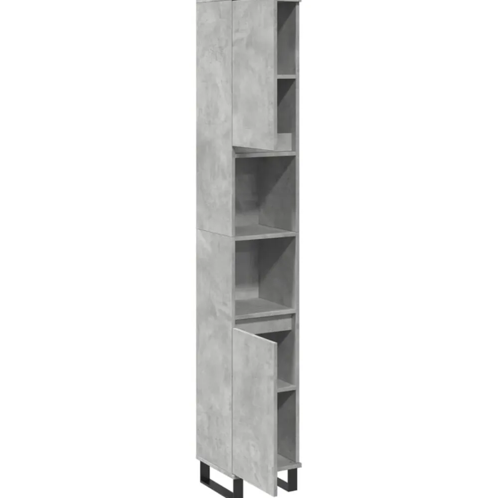vidaXL Armario de baño madera contrachapada gris hormigón 30x30x190 cm Gris hormigón Outlet