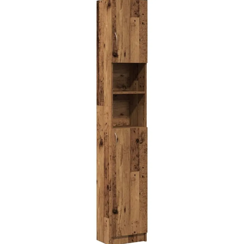 vidaXL Armario de baño madera de ingeniería madera vieja 32x25,5x190cm Madera antigua